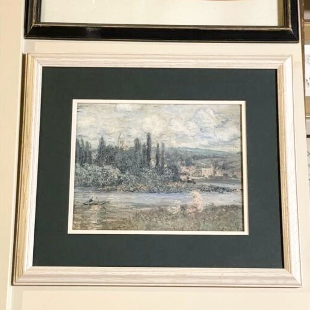 Claude Monet View of Verheuil Sue Seine 1880 Framed & Matted Peint (18”X21”)